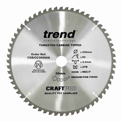 CSB/CC30560A - Craft saw blade crosscut 305mm x 60 teeth x 30mm